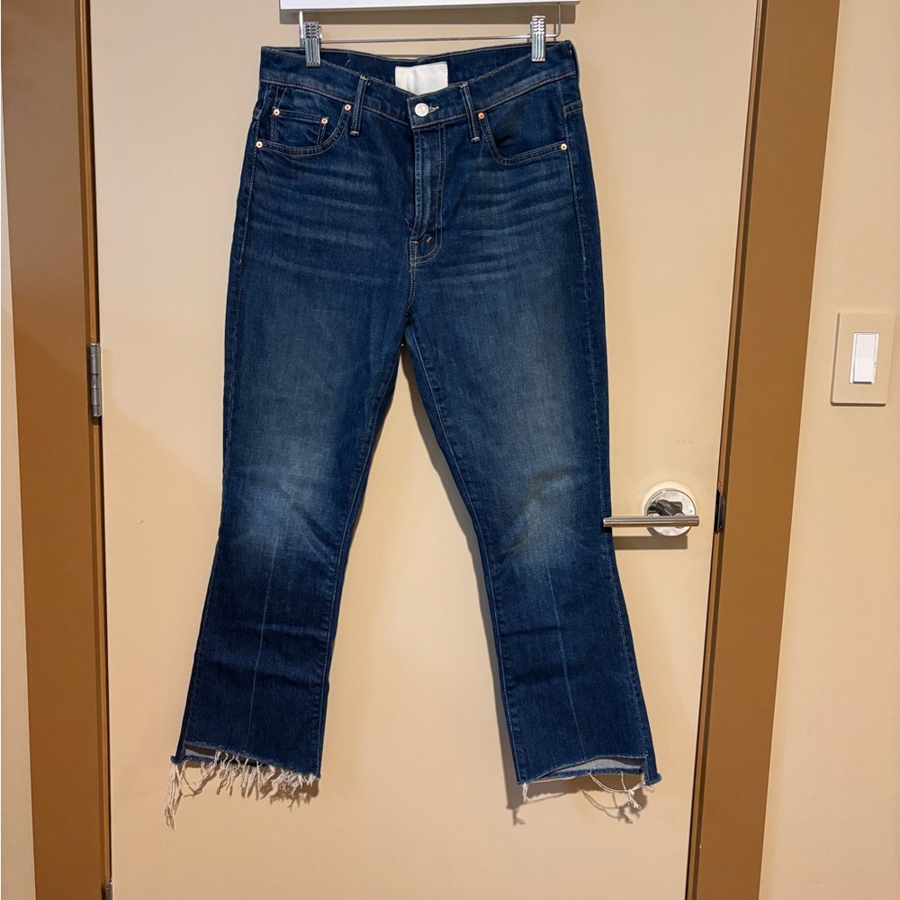 Blue Flare Wide Leg Jeans with Vintage-Inspired Wash